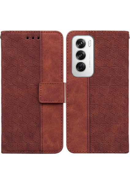 Oppo Flip 12 5g Flip Folio Kickstand Özelliği Için Flip Case Geometrik Pu (Yurt Dışından)