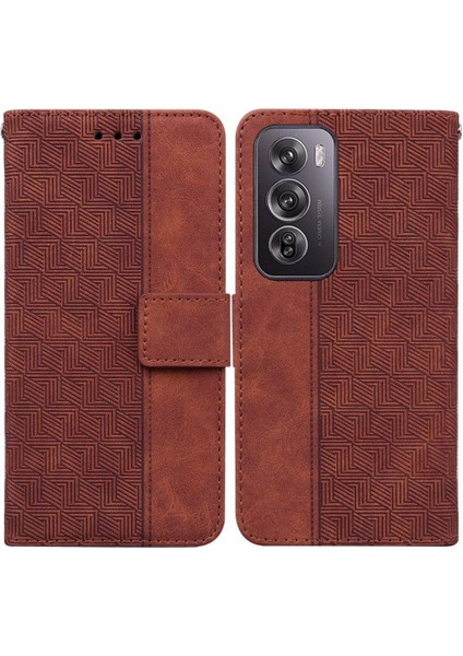 Oppo Oppo 12 Pro 5g Için Flip Case Premium Pu Deri Geometrik Kabartmalı (Yurt Dışından)