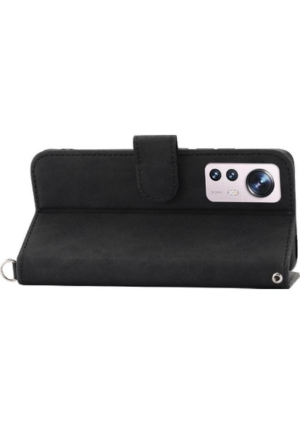 Xiaomi 12 Pro Çoklu Kredi Kartı Yuvaları Kabartmalı Bileklik Için Flip Case (Yurt Dışından)