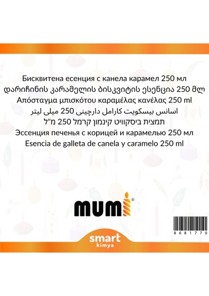 Tarçınlı Karamelli Bisküvi Mum Esansı 250 ml fiyatları