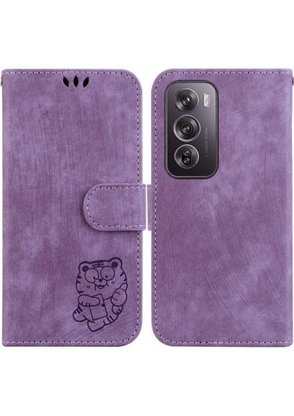 Oppo Oppo 12 Pro 5g Için Kılıf Tutucu Kapak Çevirin Folio Kabartmalı Sevimli Kaplan (Yurt Dışından)
