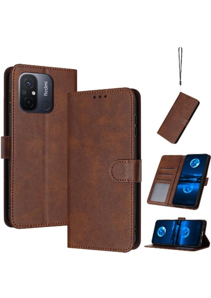 Xiaomi Redmi Için Flip Case 11A 4g Saf Renk Kart Yuvası ile Kickstand Pu (Yurt Dışından)