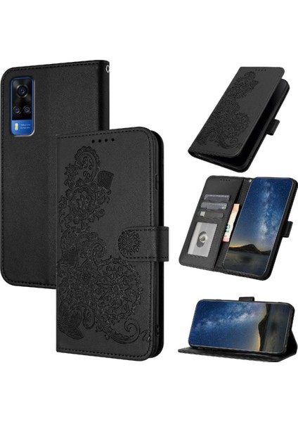 Vıvo Y51 Için Flip Case Kickstand Koruyucu Kart Yuvası Standı ile Flip Pu (Yurt Dışından)