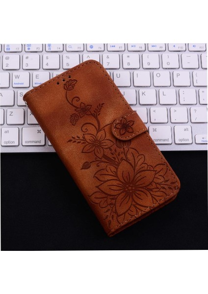 Samsung Galaxy M35 Kickstand Manyetik Kabartmalı Zambak Cüzdan Için Flip Case (Yurt Dışından)