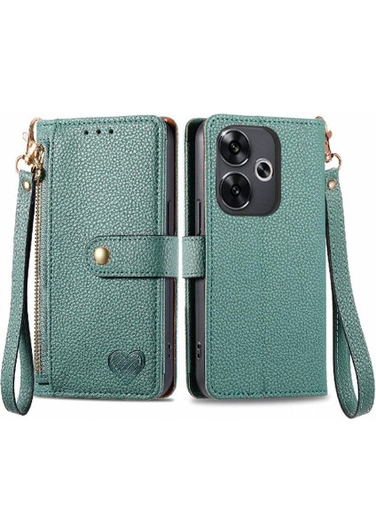 Xiaomi Poco F6 Cüzdan Fermuar Aşk Için Flip Case Darbeye Deri Kılıf (Yurt Dışından)