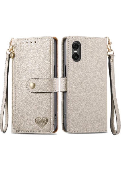 Sony Xperia 10 Vı Için Flip Case Cüzdan Darbeye Aşk Fermuar Deri (Yurt Dışından)