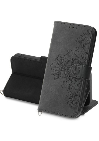 IPhone 16 Için Flip Case Artı Çoklu Kredi Kartı Yuvaları Kabartmalı Bileklik (Yurt Dışından) indirimleri