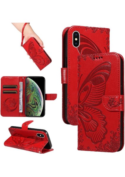 Kredi Kartı Yuvası ile IPhone Xs Max Için Flip Case Ayrılabilir El Kayışı (Yurt Dışından)