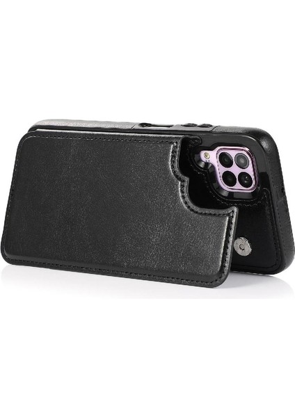 Kart Tutucu Kart Yuvaları Kickstand Pu ile Huawei P40 Lite Için Cüzdan Kılıf (Yurt Dışından)