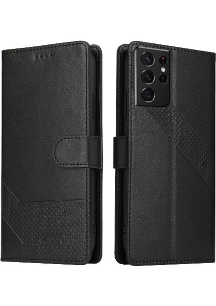 Samsung Galaxy S21 Ultra Premium Deri Kickstand Üç Için Flip Case (Yurt Dışından) indirimleri