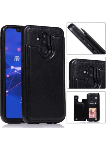 Cüzdan Kılıf Huawei Mate 20 Lite Için Kickstand Pu Deri Kart Yuvaları Çift (Yurt Dışından)