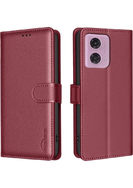 Motorola Moto G24 Için Flip Case Pu Deri Kart Tutucu Kickstand Manyetik (Yurt Dışından)