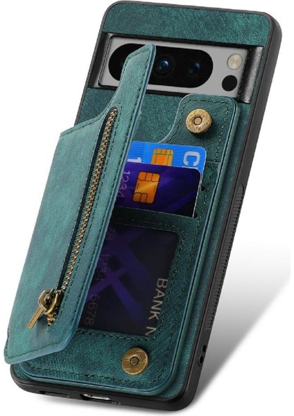 Google Piksel 8 Pro Için Kılıf Katlanabilir Arka Kapak Vintage Fermuar Cüzdan (Yurt Dışından)
