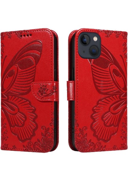 Kredi Kartı Yuvası ile IPhone 13 Mini Yüksek Kalite Deri Için Flip Case (Yurt Dışından)