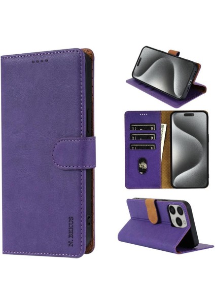 IPhone 15 Pro Için Flip Case Yan Cep Manyetik Kapatma Kart Yuvaları Anti (Yurt Dışından)