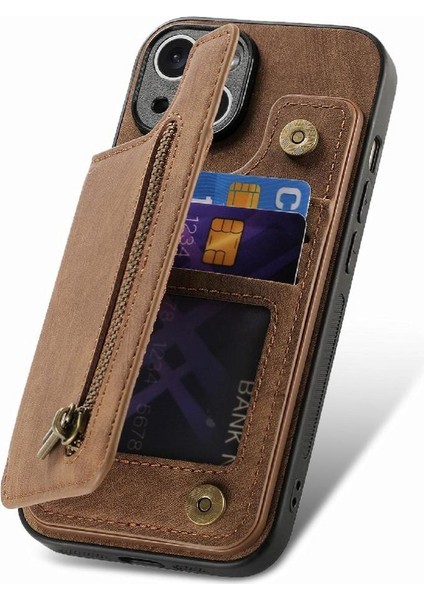 IPhone 14 Için Kılıf Katlanabilir Arka Kapak Standı Fonksiyonu Vintage Fermuar Cüzdan (Yurt Dışından) fiyatları