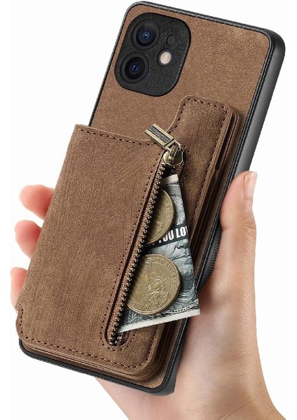 IPhone 12 Için Kılıf Katlanabilir Arka Kapak Vintage Fermuar Cüzdan Standı Fonksiyonu (Yurt Dışından) fiyatları