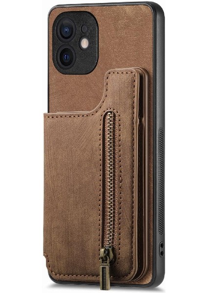IPhone 12 Için Kılıf Katlanabilir Arka Kapak Vintage Fermuar Cüzdan Standı Fonksiyonu (Yurt Dışından) indirimleri