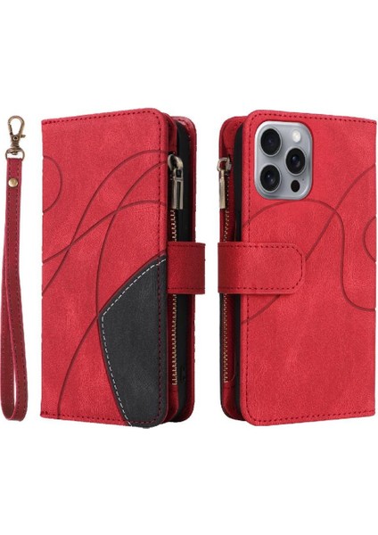 Kart Yuvası Standı Iki Renkli Dikiş Tarzı ile IPhone 16 Pro Max Için Kılıf (Yurt Dışından)