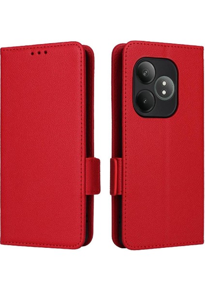 Realme Gt 6 Için Flip Case Pu Deri Manyetik Cüzdan Yan Toka Kartı (Yurt Dışından)