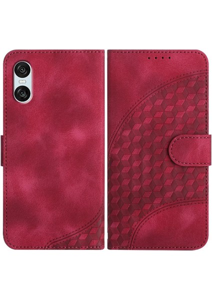Sony Xperia 10 Vı Darbeye Deri Kılıf Için Flip Case Geometrik Desen (Yurt Dışından)