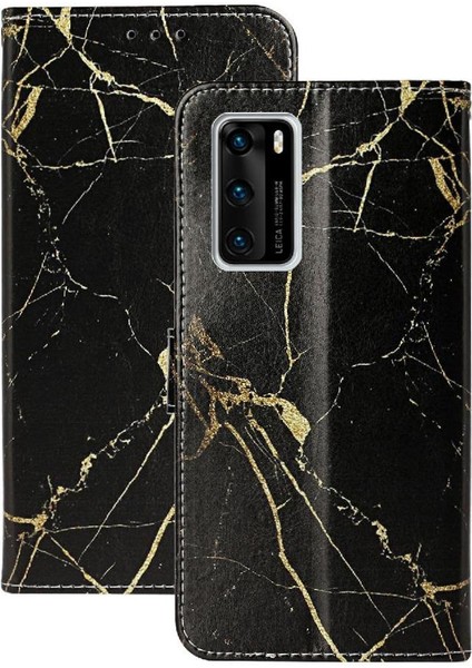 Huawei P40 Için Flip Case Kart Yuvaları Tutucu Mermer Desen Manyetik Pu Tam (Yurt Dışından)