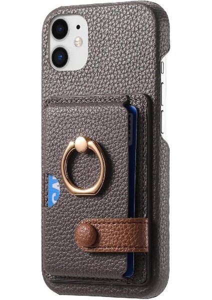 IPhone 12 Premium Dokulu Deri Halka Standı Kart Yuvaları Için Kılıf (Yurt Dışından) modelleri