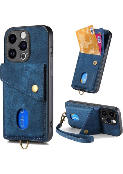 IPhone 15 Için Kılıf Pro Ayrılabilir Kordon Kart Yuvası Çok Fonksiyonlu (Yurt Dışından)
