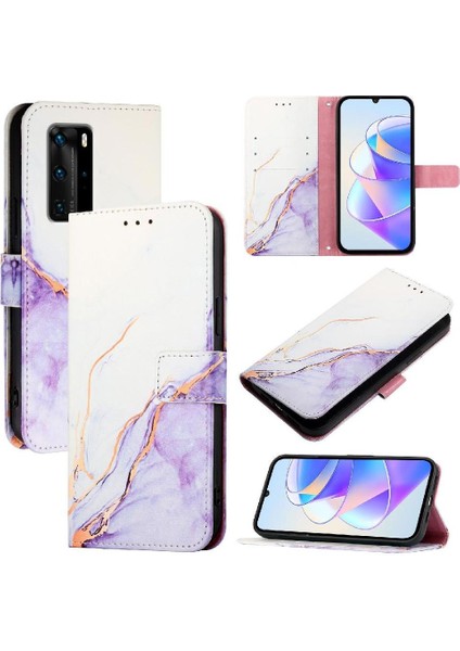 Huawei P40 Pro Pu Deri Mermer Desen Cüzdan Kickstand Için Kılıf (Yurt Dışından) indirimleri