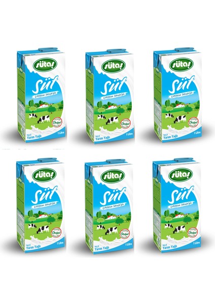 Yarım Yağlı Süt 1 lt x 6 Adet