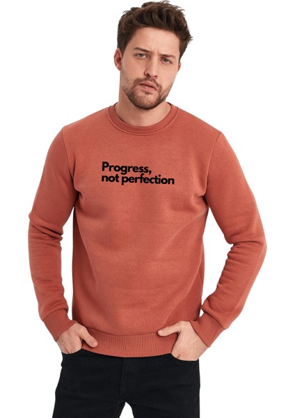 Erkek Baskılı Şardonlu Sıfır Yaka Sweat