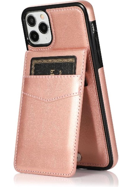 IPhone 11 Pro Max Kart Tutucu Kılıf Cüzdan Manyetik Toka ile Uyumlu (Yurt Dışından)