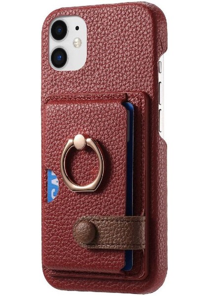 IPhone 11 Premium Dokulu Deri Halka Standı Kart Yuvaları Için Kılıf (Yurt Dışından) fiyatları