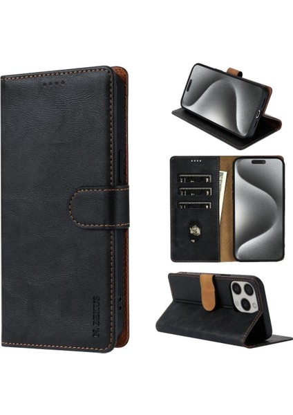 IPhone 15 Için Flip Case Pro Max Manyetik Kapatma Çift Katmanlı Koruma (Yurt Dışından)