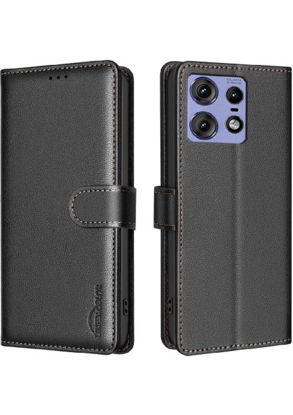 Motorola Moto Kenar 50 Pro Manyetik Pu Deri Cüzdan Kart Için Flip Case (Yurt Dışından)