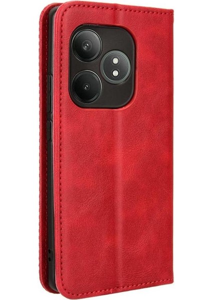 Realme Gt 6 Manyetik Kapatma Cüzdan Pu Deri Için Kılıf (Yurt Dışından)