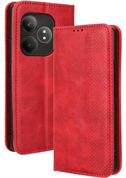 Realme Gt 6 Manyetik Kapatma Cüzdan Pu Deri Için Kılıf (Yurt Dışından)