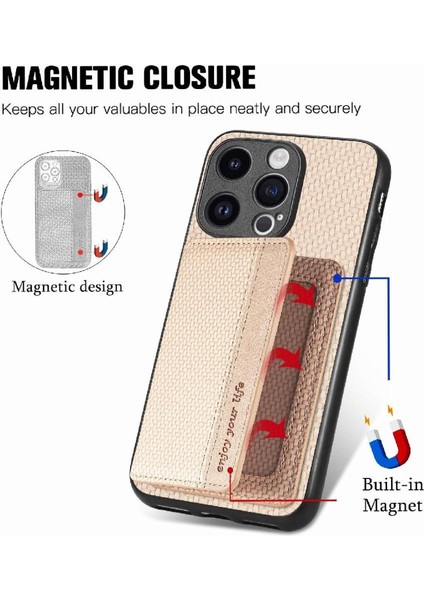 IPhone 15 Için Kılıf Pro Manyetik Kart Tutucu Rfıd Engelleme Komple Kamera (Yurt Dışından)
