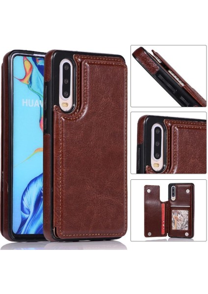 Kart Tutucu Kickstand Çift ile Huawei P30 Kart Yuvaları Için Cüzdan Kılıf (Yurt Dışından)