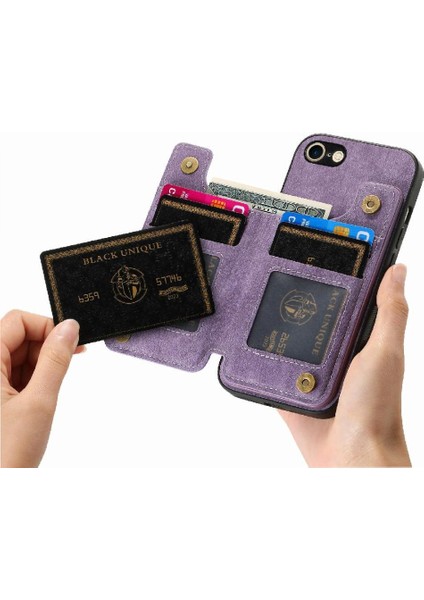 IPhone 7/8 Için Kılıf Vintage Fermuar Cüzdan Standı Fonksiyonu Katlanabilir Geri (Yurt Dışından)