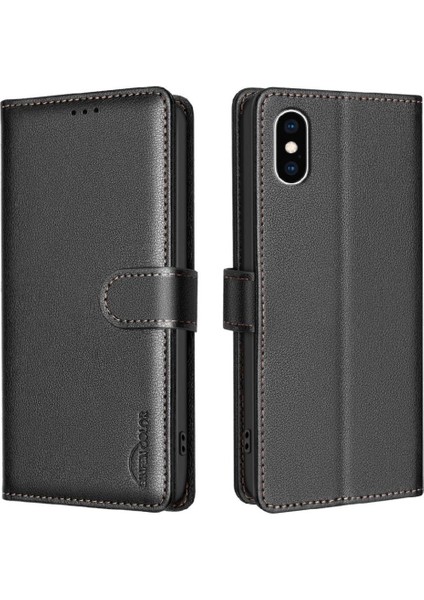IPhone Xs Max Cüzdan Manyetik Kart Tutucu Kickstand Rfıd Pu Için Flip Case (Yurt Dışından)