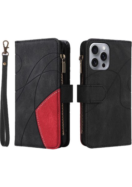 Kart Yuvası Standı Iki Renkli Dikiş Tarzı ile IPhone 16 Pro Max Için Kılıf (Yurt Dışından)