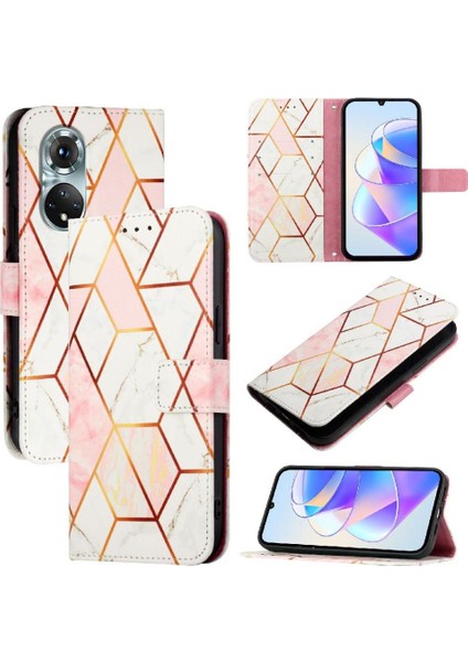 Onur 50 Pro Pu Deri Mermer Desen Cüzdan Kickstand Için Kılıf (Yurt Dışından)