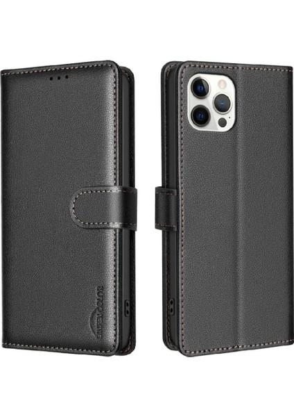 IPhone 12 Için Flip Case Pro Max Pu Deri Rfıd Engelleme Cüzdan Manyetik (Yurt Dışından)
