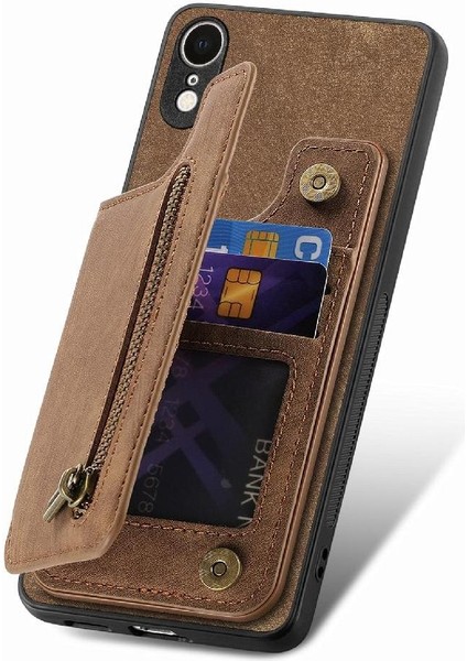 IPhone Xr Için Kılıf Standı Fonksiyonu Katlanabilir Arka Kapak Vintage Fermuar Cüzdan (Yurt Dışından) fiyatları