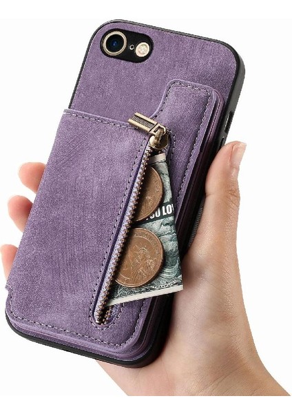 IPhone Se 2022/2020 Için Kılıf Katlanabilir Arka Kapak Vintage Fermuar Cüzdan (Yurt Dışından) fiyatları