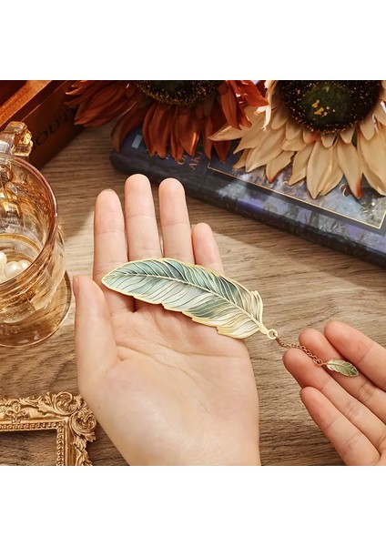 Gold Metal Tüy Vintage Tasarım Kitap Ayracı Bookmark Hediyelik fiyatları
