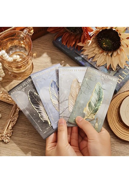 Gold Metal Tüy Vintage Tasarım Kitap Ayracı Bookmark Hediyelik modelleri