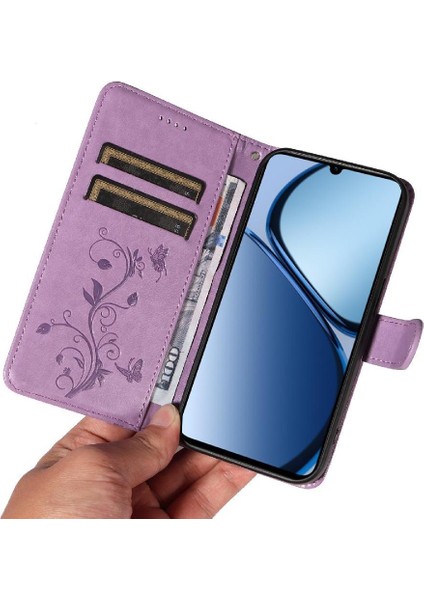Realme C61 Kabartmalı Kelebek ve Kart Yuvası Cüzdan Telefon Kılıfı (Yurt Dışından) indirimleri