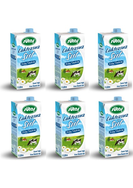 Laktozsuz Süt 1 lt x 6 Adet